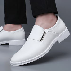 Men's Black Leather Loafers Pointed Toe Slip On Formal Business <b>Shoes</b> <b>Height</b> <b>Increasing</b> - Product Image 2