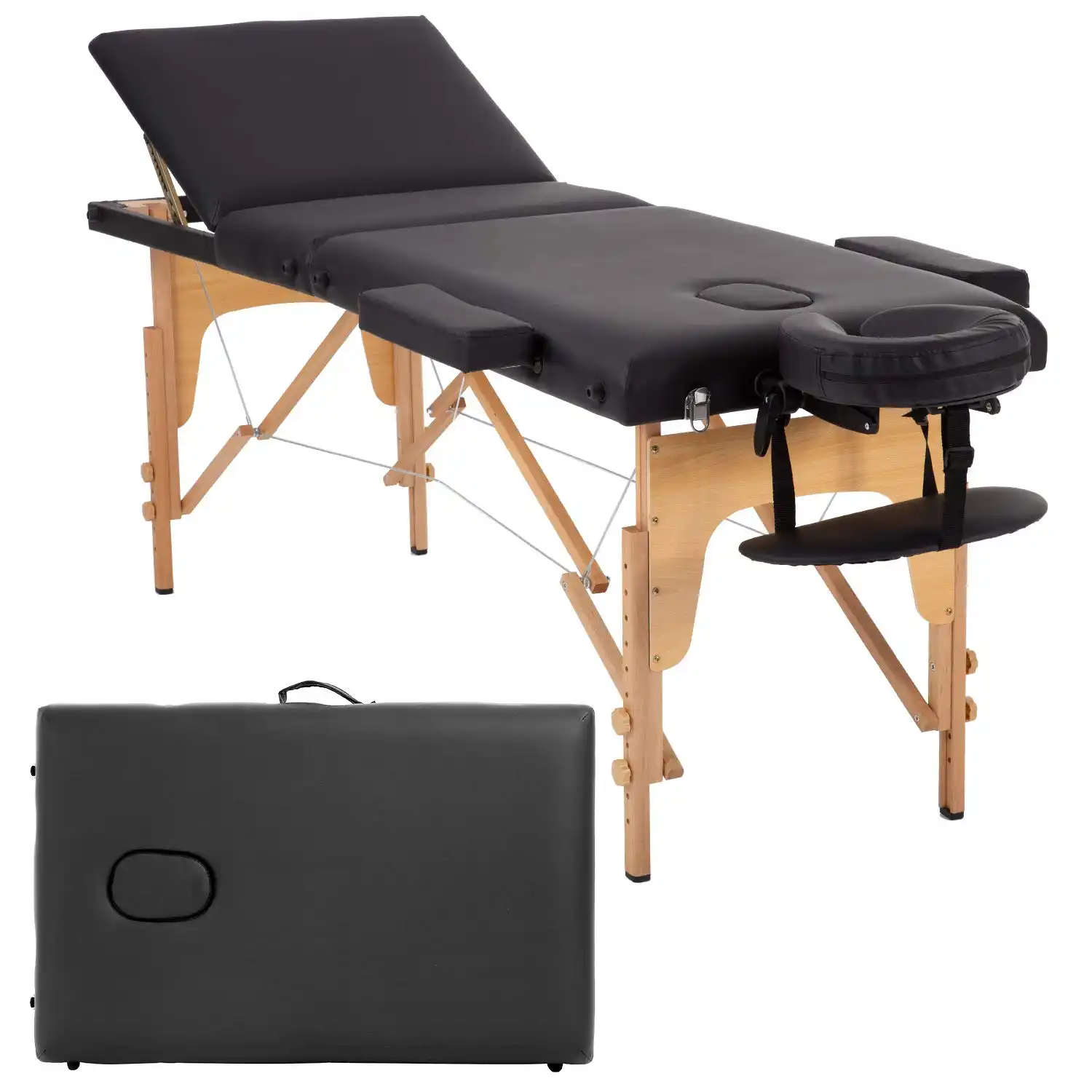 Best quality 3 section portable beech wooden massage table CHEAP SALE