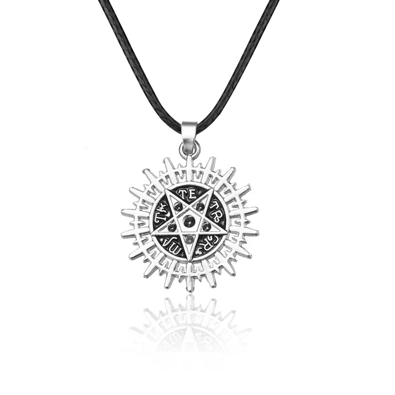 Populaire Anime Black Butler Sebastian Pentagram Symbole Pendentif Diable Satan Collier Exquis Argent Mystique Bijoux