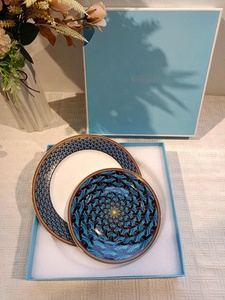 Ins Bone China Ceramic Disc Sustainable Solid Pattern Tableware Hotel Western Steak Plate Household Salad Plate Gift <b>Box</b> - Product Image 6