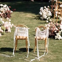 Élégante bannière de chaise en dentelle transparente, panneau brodé pour chaise de mariage pour les mariés, pour la table des jeunes mariés et la fête de mariage