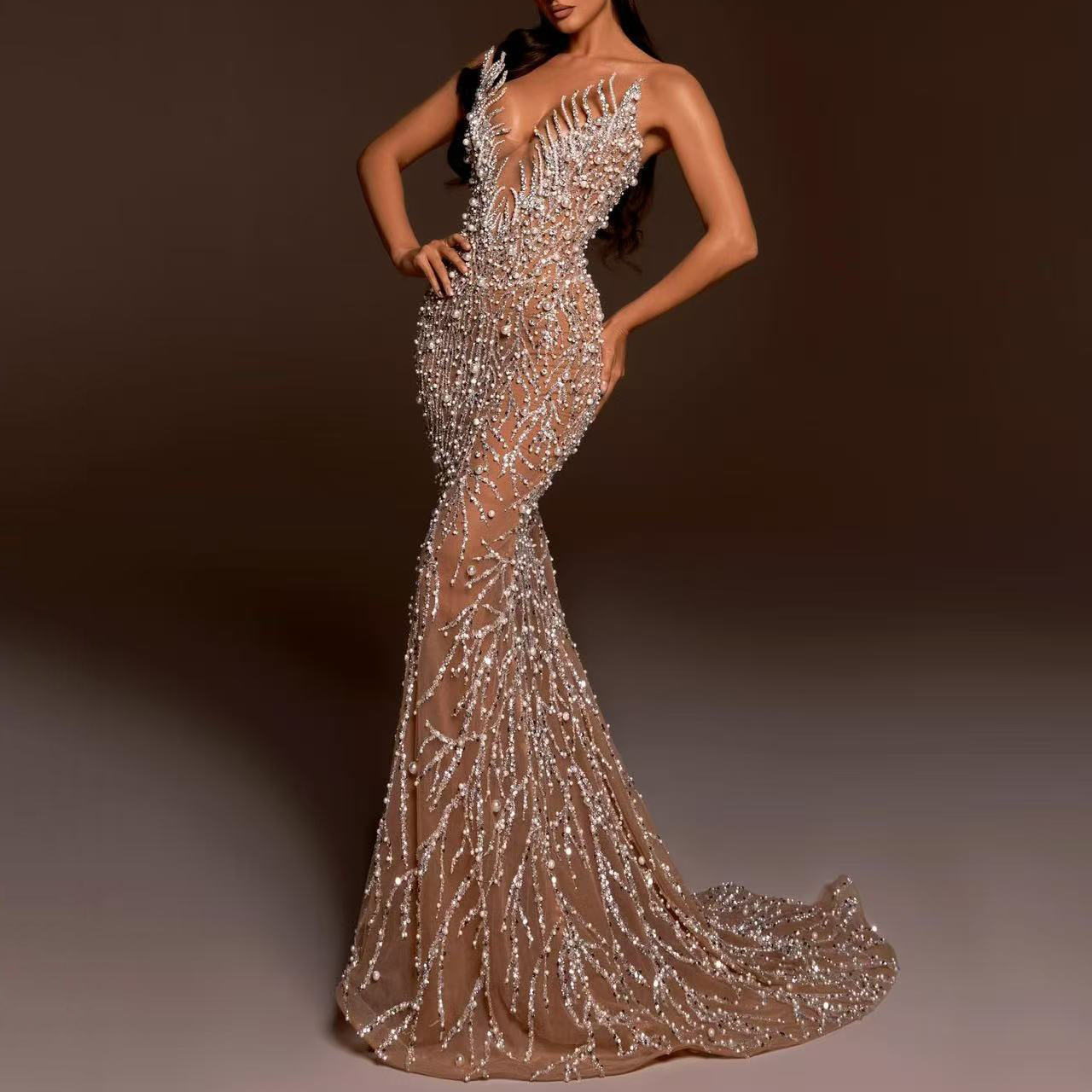green emerald velvet dress Gold main image 1