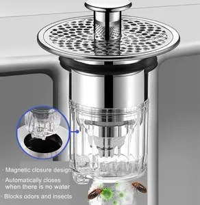 Lavabo Anti-odeur Anti-insecte Anti-colmatage noyau à ressort pressant Type égouttoir accessoires pousser vers le bas Pop-up <span class=keywords><strong>bouchon</strong></span> d'eau - Product Image 2