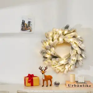 Flocked PE Garland Christmas Door Decoration Artificial Plant For Home Wall Decor Christmas Wreath Garland