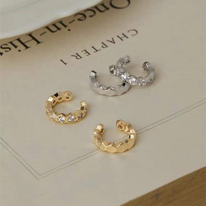 S925 Sterling Silver Trendy Geometric Ear <b>Cuff</b> <b>Earrings</b> for Women Asymmetry Design with Zircon Gold Plating Party Wedding - Product Image 4