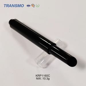 Tube de rouge à lèvres vide de luxe noir 3g, en plastique rond avec bouton poussoir et capuchon à vis pour emballage de blush - Product Image 4