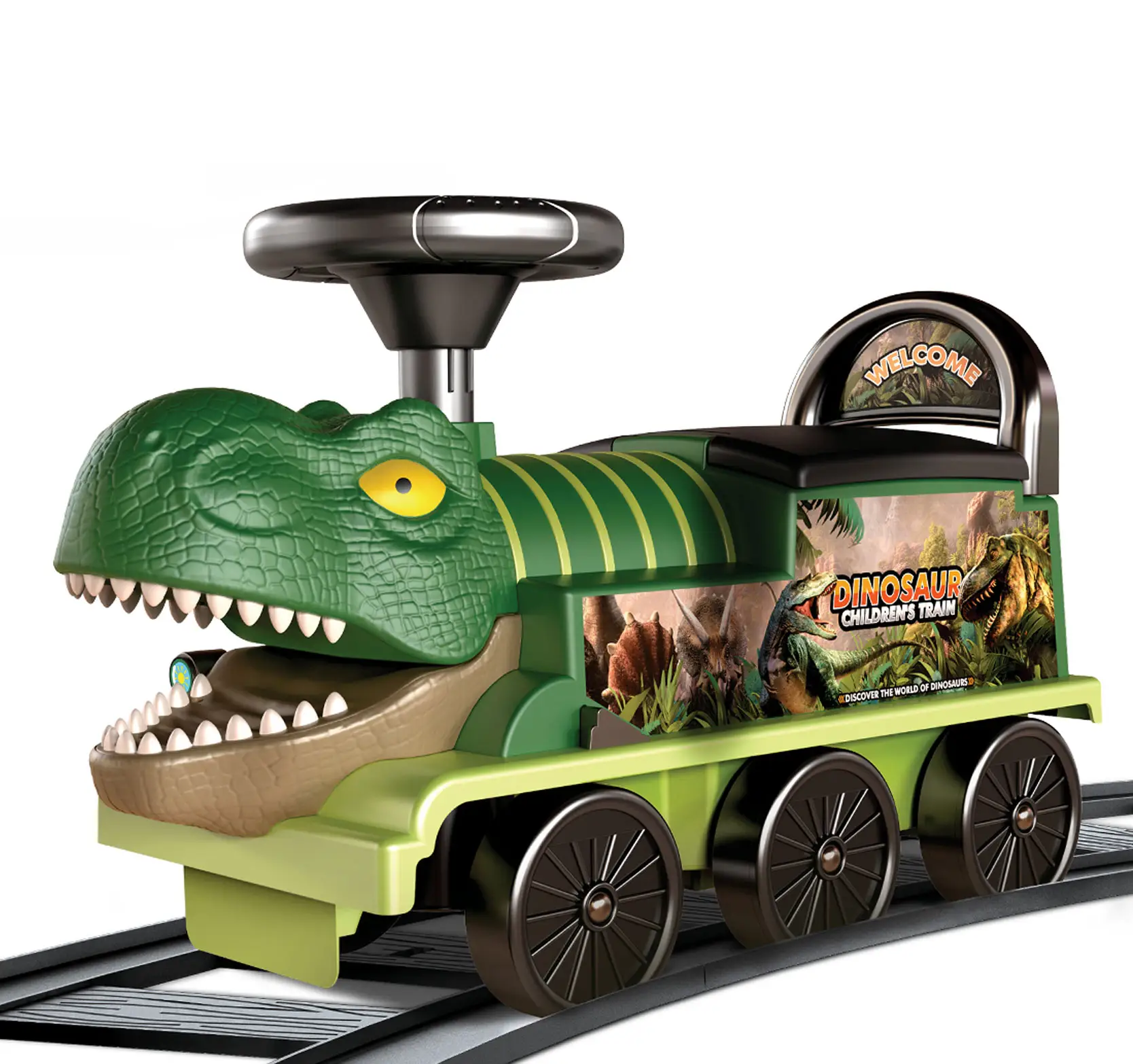 Populaire B2c Speelgoedvoertuig Rijmachine Dinosaurus Assembleren Spoorweg Elektrische Rit Op Auto Voor Kinderen