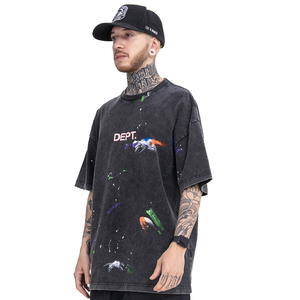 เสื้อยืดโอเวอร์ไซส์ผ้าคอตตอนถักเนื้อหนา พิมพ์ลายกราฟิกสตรีทแวร์สำหรับผู้ชาย เป็นมิตรกับสิ่งแวดล้อม ซักด้วยน้ำยาสโตนวอช - Product Image 5