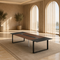 Table de conférence de luxe pour bureau, table de réunion en panneau de particules E1 avec cadre en acier B281, boîte à câbles, poste de travail simple