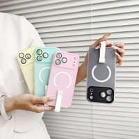 Coques de téléphone portable magnétiques 2-en-1 sans fil pour la vente en gros avec protection d'appareil photo à sangle, ultra-minces en TPU+PC NFC