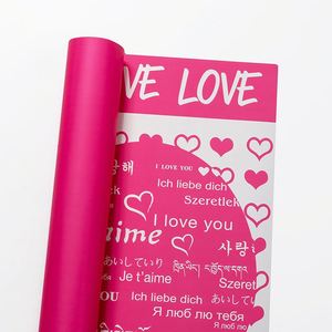 Papier d'emballage floral de luxe 2024, 58*58cm, imprimé avec des lettres d'amour en forme de cœur, pour les fleuristes - Product Image 4