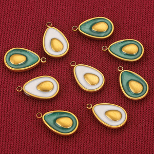 Breloque avocat en acier inoxydable plaqué or 18 carats PVD |   Pendentif en émail en forme de larme pour bracelet, collier, bijoux, accessoires de fabrication DIY - Product Image 6