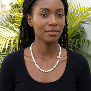 Natural Freshwater <b>Pearl</b> <b>Necklace</b> with Bow Clasp 925 <b>Sterling</b> <b>Silver</b> Fine Jewelry OEM ODM Wholesale Supplier - Product Image 6