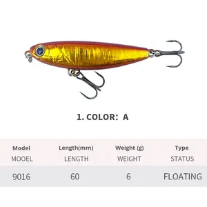 Vente en gros 60mm/6g plastique dur bar <span class=keywords><strong>brochet</strong></span> flottant <span class=keywords><strong>petit</strong></span> crayon leurre longue coulée pêche en eau douce - Product Image 6