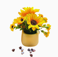 Bonsaï de tournesol en soie artificielle fait main, décoration d'intérieur, accessoires de photographie, style européen réaliste, idéal pour la Saint-Valentin