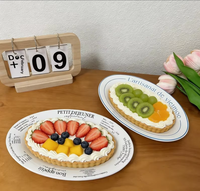 Assiette ovale en céramique de style coréen, design moderne et minimaliste, compatible micro-ondes, pour pâtes/desserts, usage domestique