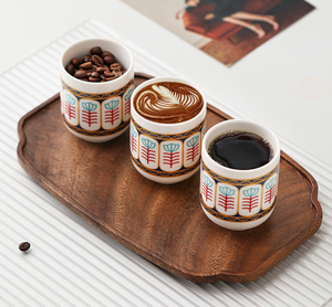 Taza de Café de Cerámica de Terracota Árabe, Estilo Tradicional Musulmán, Patrón de Estrella y Luna, Dorado, Blanco, Libre de BPA, Apto para Lavavajillas - Product Image 3