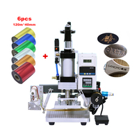 Mesin Hot Stamping Pneumatik QS90 Q90 Heat Press Bronzing Embosser dengan 6 Lembar Kertas Foil Berlapis Emas untuk Kulit PVC Ukuran S M L Opsional
