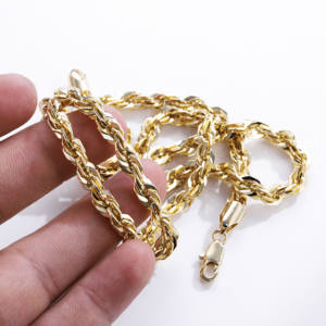 Collar de Cadena de Cuerda Trenzada 5N de Alta Calidad, Chapado en Oro de 14K, Collar de Acero Inoxidable que No se Desvanece, para Hombres y Mujeres, Joyería de Moda - Product Image 5