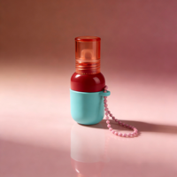 Mini tube de brillant à lèvres en ABS en forme de bouteille avec bouchon à vis – Contenant cosmétique bicolore avec cordon perlé pour soins de la peau