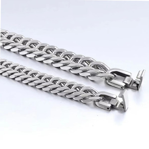 Wholesale Fashion Hiphop Stainless Steel Bracelet Big Heavy Men's Chunky Miami Cuban Link <b>Chain</b> Bracelet for Men - Product Image 4
