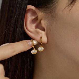 Dylam Elegance Stylish 925 <b>Sterling</b> <b>Silver</b> Solitaire <b>Dangle</b> 3ct D VVS1 Moissanite Stone Pendant Hoop Clip-on <b>Earrings</b> for Women - Product Image 5