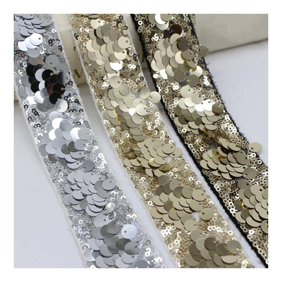 Diy Headwear Accessories Decorative Tulle Lace Fabric Gold Silver Sequined  Ribbon Embroidery Dress Costume Sewing Textile Trims| Alibaba.com