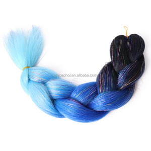 定制彩色合成编织发带金属丝Ombre彩色巨型发带24英寸闪光金属丝接发 - Product Image 2