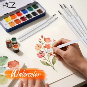 Ensemble de pinceaux de précision ronds pour artistes, en nylon, avec manche en acrylique blanc, pour la peinture artistique, marque privée - Product Image 4