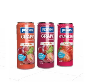 JUSSVINA 330ml Can Red Grape Juice Beverage Supplier Fruit Drink Made In Vietnam Best Price Good Taste 100% Fresh Fruit
