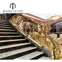 Main courante décorative d'intérieur en laiton luxueuse, balustrade dorée en laiton pour villa