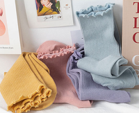 Couleur unie Slouch Bobby Chaussettes Femmes Fille Volants Coton Femmes Chaussettes Côtelées