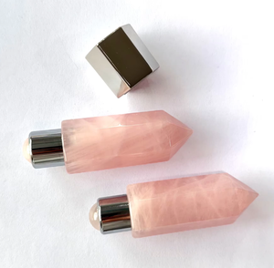 Productos de masaje Gua Sha de cuarzo rosa cuadrado, botella de rodillo para aceites esenciales - Product Image 5