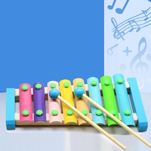 Xylophone en bois coloré en gros pour enfants, instrument de musique Orff avec touches arc-en-ciel et maillet - Product Image 3