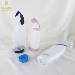 Flacons cosmétiques ovales en plastique à pression, pour gel douche, gommage corporel, soin <span class=keywords><strong>de</strong></span> la peau, couleur naturelle <span class=keywords><strong>rose</strong></span> blanc, avec bouton-poussoir - Product Image 3