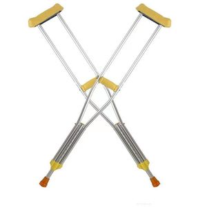 Béquilles réglables en alliage d'aluminium Hengshunhe avec poignée jaune et embouts orange pour le soutien de la mobilité - Product Image 1