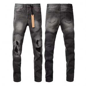 Jeans de mezclilla para hombre, de corte recto, con lavado desgastado, bordados de algodón con diseño de bigote, estilo urbano para verano, otoño e invierno - Product Image 6