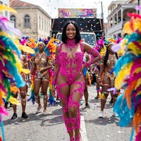 Tenue de performance OEM pour le Carnaval de Trinité-et-Tobago : Combinaison Premium en Lycra à franges de strass, découpes et ornements en cristal, idéale pour le lundi