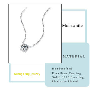 Elegante 1/2 Karat Moissanit-Halskette für Damen, 925 Sterling Silber Platinbeschichtet, Solitär-Anhänger, Premium-Schmuck - Product Image 3