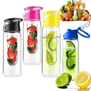 Botol Pembuat Jus Lemon Bebas BPA, Botol Air Infusi Buah dengan Infuser Buah dan Tutup Flip, Infuser Teh