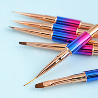 Stylo de luxe double tête pour nail art, motif léopard, pour dessin et peinture de rayures françaises en acrylique, gel et vernis, avec embout ovale en nylon ondulé