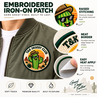 Patchs personnalisés à coudre ou thermocollants motif cactus du désert pour vestes bomber et vêtements