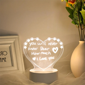 Tablero de notas 3D creativo Led luz de noche USB tablero de mensajes en blanco luz de vacaciones con decoración de bolígrafo para niños novia - Product Image 4