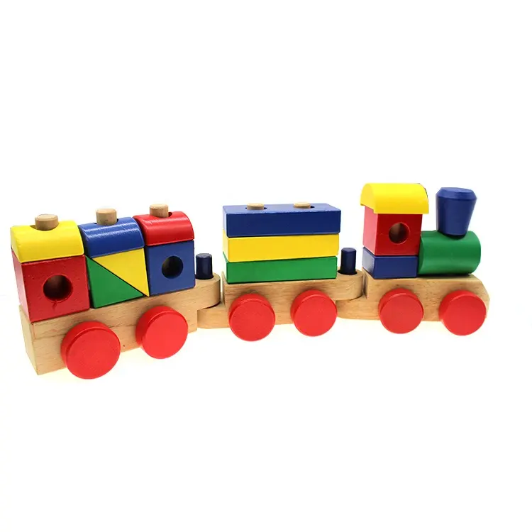 High Quality Children Stacking Tower Wooden Toys Educational Kids Custom Building Blocks Train Set Car Toy