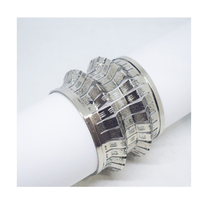 2025 nouvel an chinois africain argent haute finition carré martelé bleu bijoux brassard bracelets poids léger Bracelet - Product Image 4