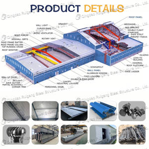 Atelier à structure <span class=keywords><strong>en</strong></span> acier à ossature à pignon avec conception à très grande portée pour <span class=keywords><strong>kit</strong></span> d'usine <span class=keywords><strong>de</strong></span> fabrication <span class=keywords><strong>de</strong></span> grande surface <span class=keywords><strong>Hangar</strong></span> - Product Image 4