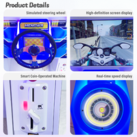 Machine de jeu d'arcade de simulation de course automobile et de moto pour enfants, à monnayeur, personnalisable en anglais, conviviale pour les enfants, console en métal