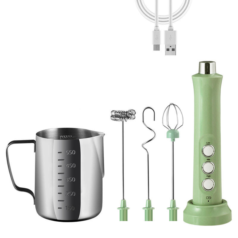 02#เครื่องทำฟองนมสีเขียว+ถ้วย 550ml