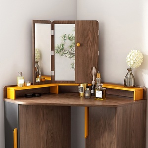 <span class=keywords><strong>Mueble</strong></span> de Dormitorio con Espejo, Tocador de <span class=keywords><strong>Maquillaje</strong></span> Esquinero con Almacenamiento, Cómoda de Madera - Product Image 3