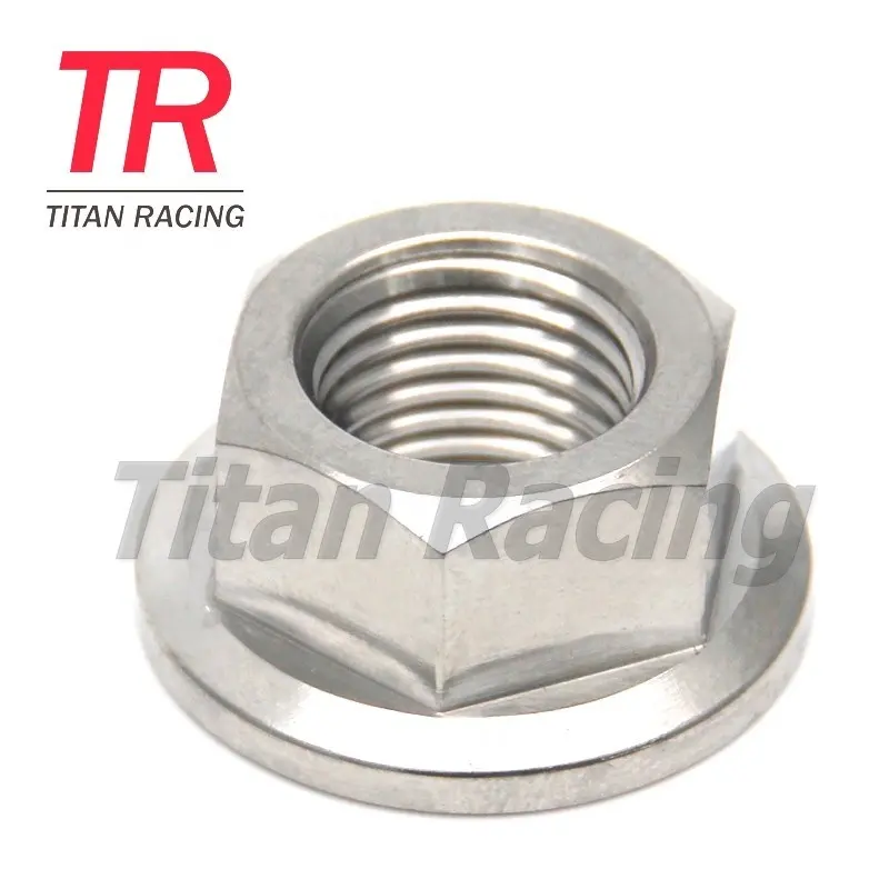 Titanium Gr5 Flange Nut Ti Axle Nuts untuk Sepeda Motor Modifikasi M10 * 1.5